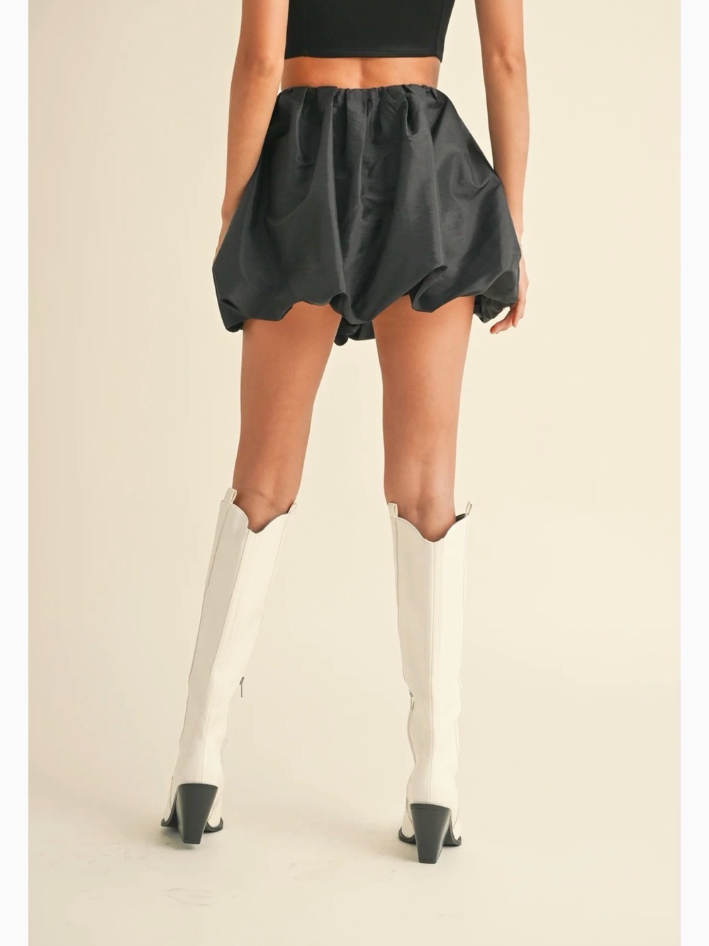 MIOU MUSE Black Bubble Mini Skirt Women's - Picture 4 of 16